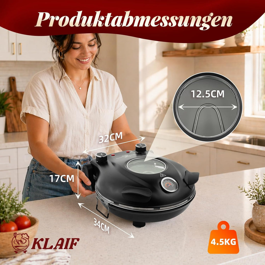 KLAIF Elektrischer Pizzaofen für den Innenbereich, LM-Schwarz (MFSP)