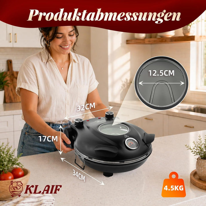 KLAIF Elektrischer Pizzaofen für den Innenbereich, LM-Schwarz (MFSP)
