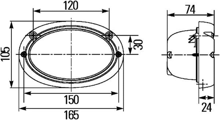 HELLA - Halogen-Arbeitsscheinwerfer - Oval 100 - 12V - Einbau/Schraubanschluss - 2-Punkt Befestigung