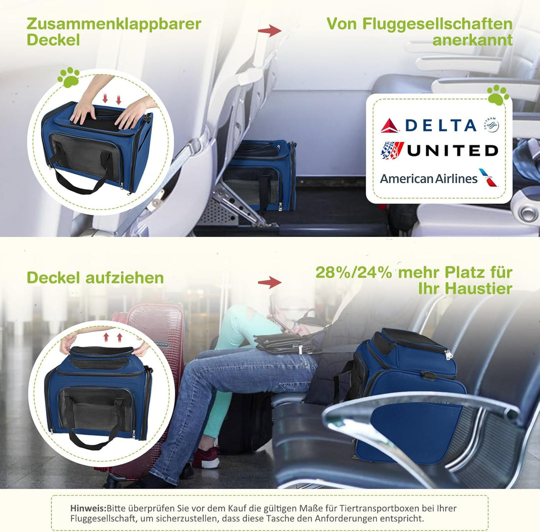 Transporttasche Katze, Transportbox für Katze Hund, Katzentransporttasche, Faltbare Haustier Trageta