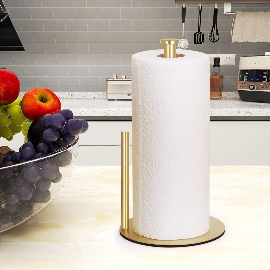 Gold Küchenrollenhalter Stehend, OBODING, Edelstahl Küchenpapierhalter für Standard und grosse Rolle