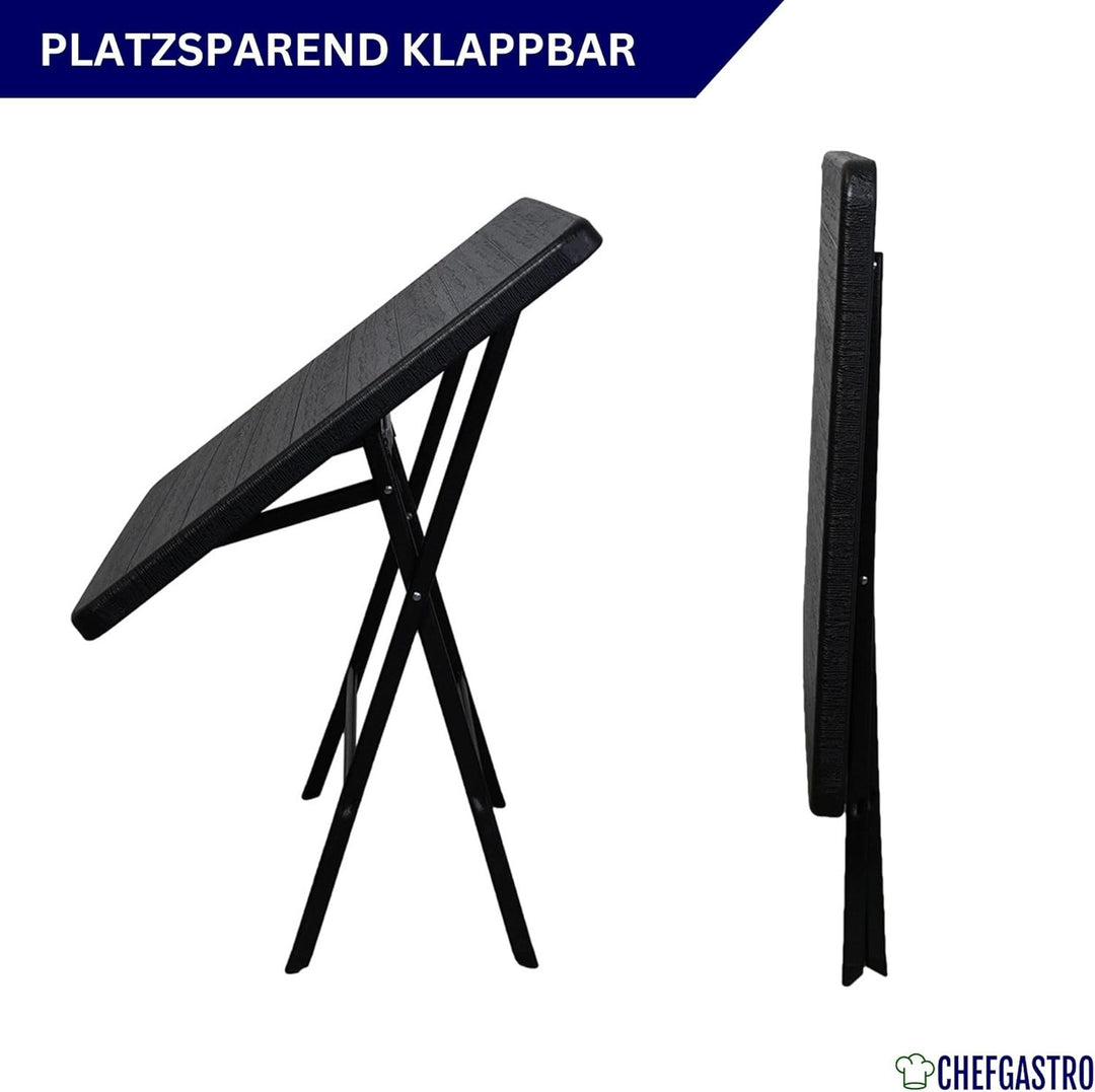 CHEFGASTRO Balkontisch klappbar 78x78cm Gartentisch wetterfest 4 Personen Kunststoff Holz Optik Schw