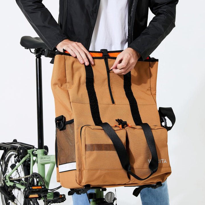 Vincita Voyage Atlas Tasche für Brompton Klapprad - Mit abnehmbarem Vorderträgerrahmen, Regenschutz