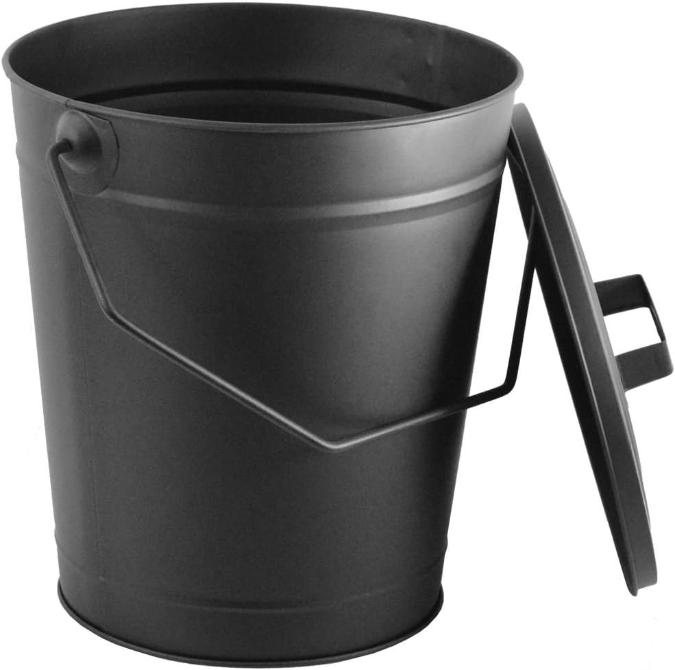 Home Discount® Ascheneimer, Kohle-/Holz-Eimer mit Deckel, schwarz
