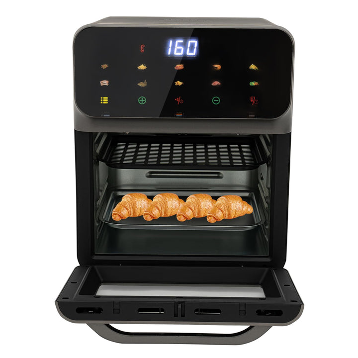 13L Elektrobackofen, 1350W Mini Backofen mit Temperaturregelung bis 200°C, Timer 15–60 Min, 2 Backbl