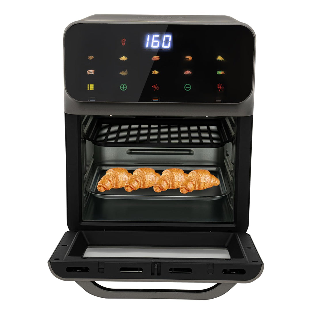 Mini Backofen 13L Pizza-Ofen mit Umluft 3 in1 Backofen,Elektroofen zum Backen & Grillen,mit 2 Backbl