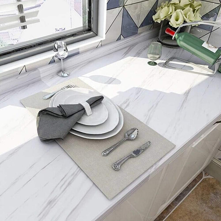 Livelynine 5M X 60 CM Breit Marmor Folie Weiss Grau Klebefolie Tisch Marmorfolie Selbstklebend Dekor