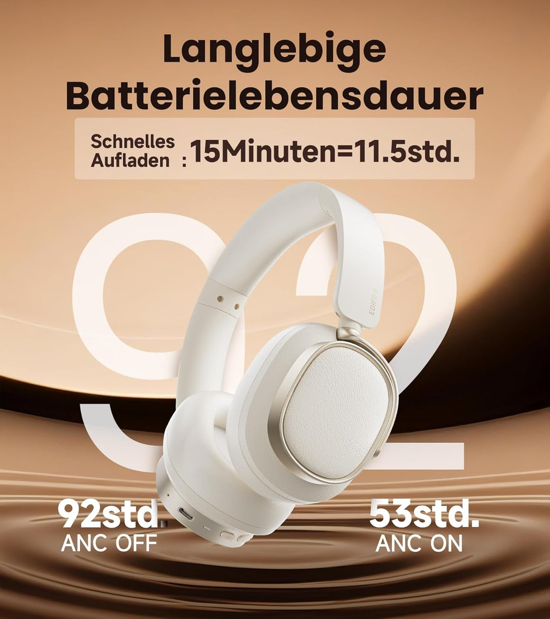 Edifier ES850NB Kabellose Over-Ear-Kopfhörer mit Geräuschunterdrückung, Hi-Res Audio Wireless, LDAC,