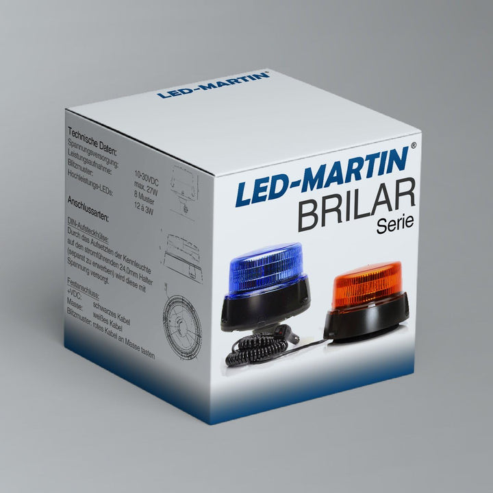 LED-MARTIN R65 BRILAR Design Rundumkennleuchte - klar/gelb - bis 250 km/h