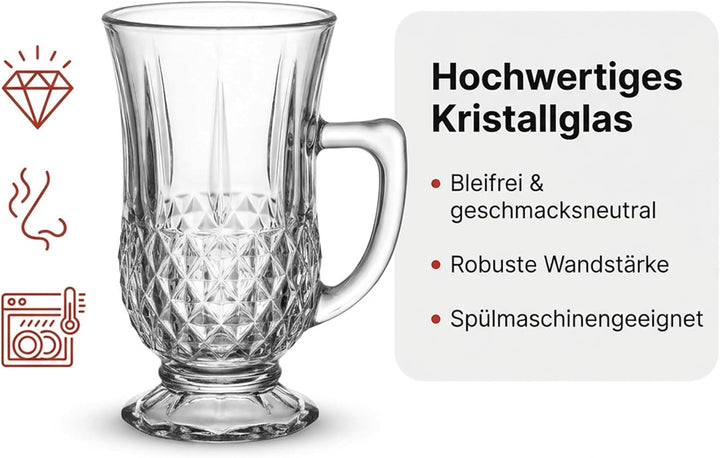 by Pasabahce Istanbul Teegläser 160ml, 6er Set, Gläser aus Kristallglas, Facettenschliff, spülmaschi