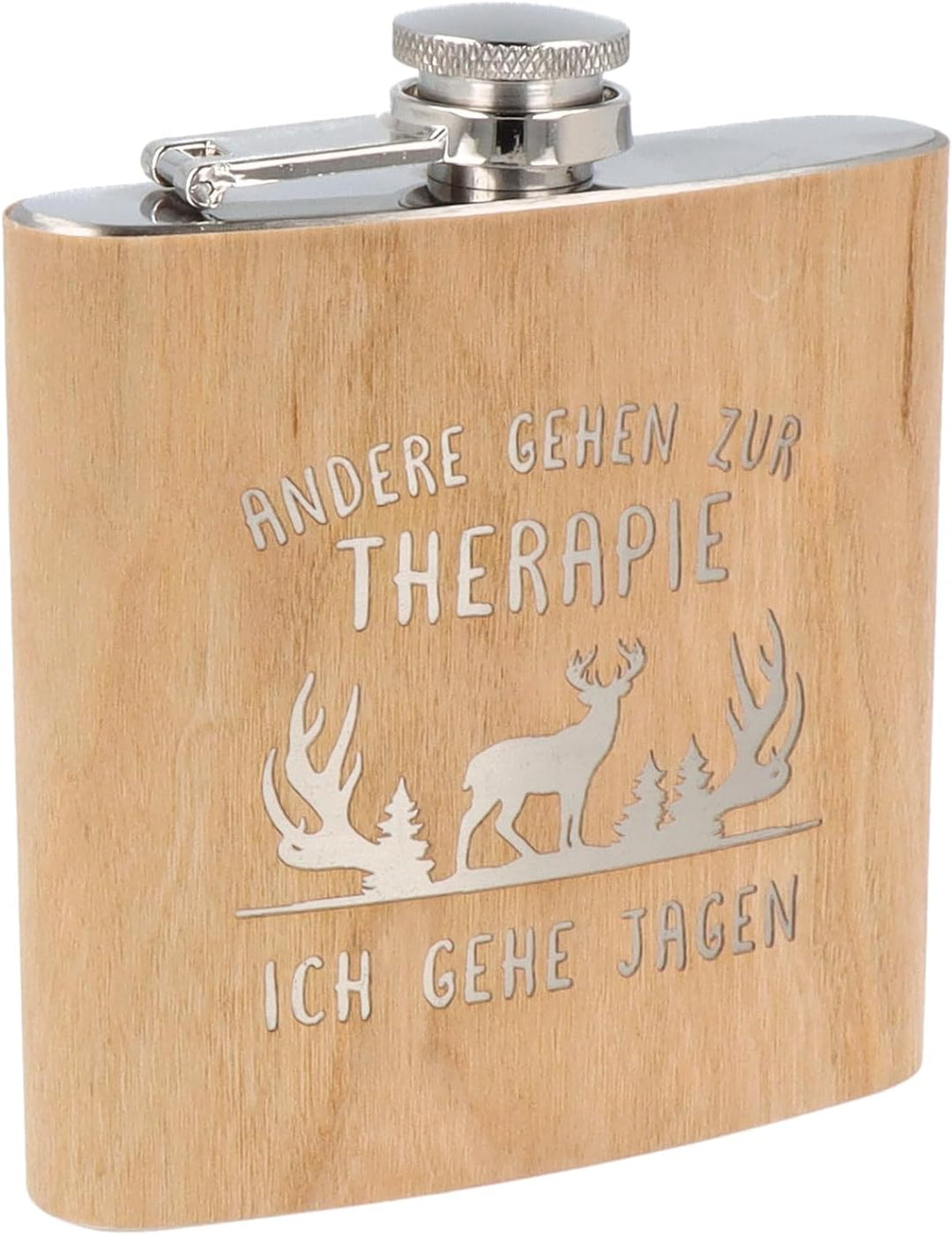 Spruchreif | Flachmann aus Edelstahl mit Gravur | Flachmann aus Holz | Geschenk für Jäger Jägerin |