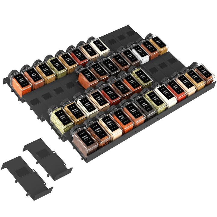 Famhap Gewürz Organizer Schublade, 48 Stück Patchworkable Gewürzregal Schublade, Küchen Organizer sc