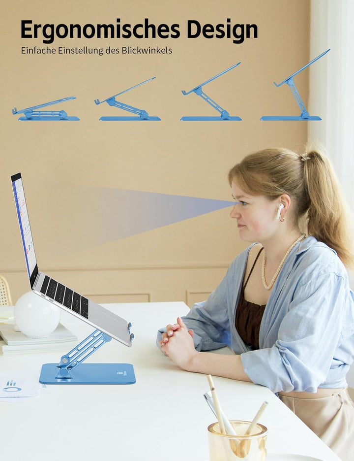 Ergonomischer Laptop Ständer aus Aluminium, Höhenverstellbar & Faltbar, Stabil & Rutschfest, Verbess
