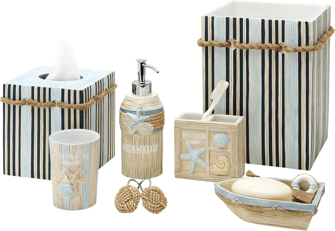 Zenna Home Seaside Duschvorhang-Haken Bad-Accessoires „Serenity“, Polyresin, Braun, 1 Count (Pack of