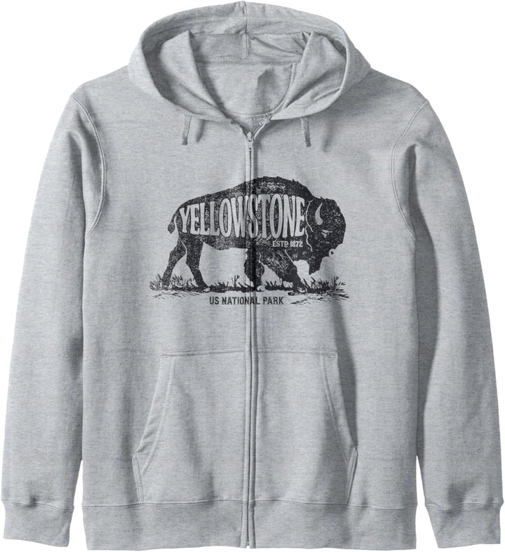 Yellowstone US National Park Bison Buffalo Vintage Men Women Kapuzenjacke