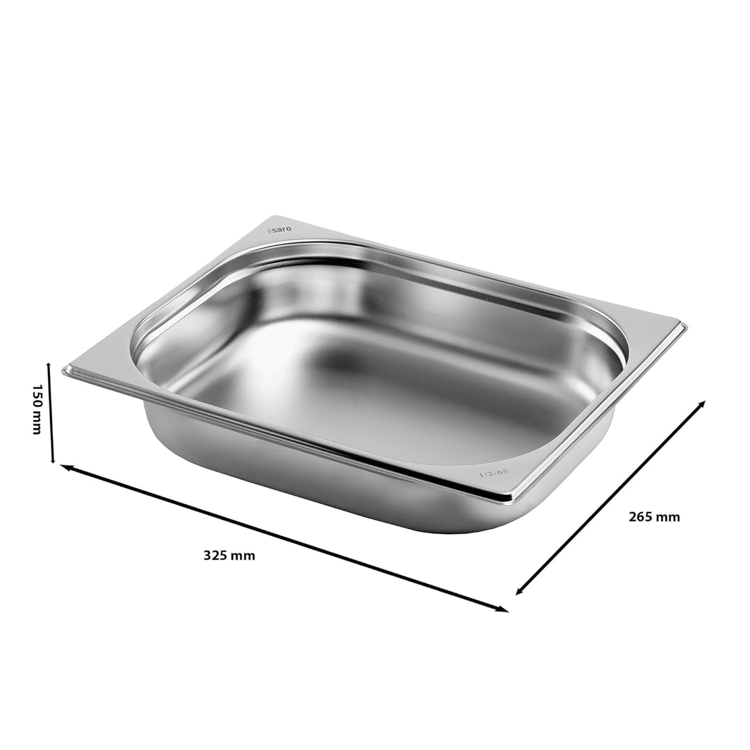 SARO GN-Behälter 1/2 – Edelstahl – Tiefe 150 mm – Inhalt 9,5 L – Für Dampfgarer, Warmhaltewannen & L