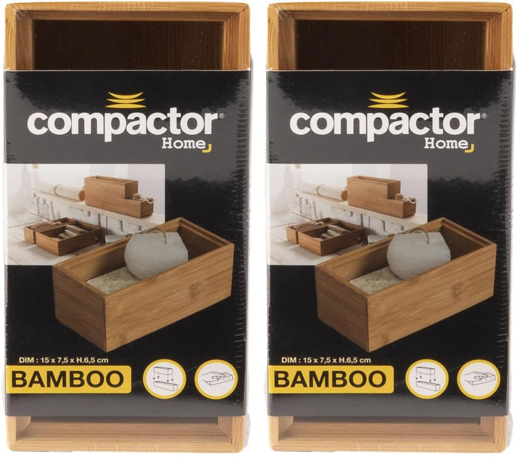 Compactor RAN6966 Osaka-Serie Bambus-Aufbewahrungsbox, 15 x 7,5 x Höhe 6,5 cm, Braun (Packung mit 2)