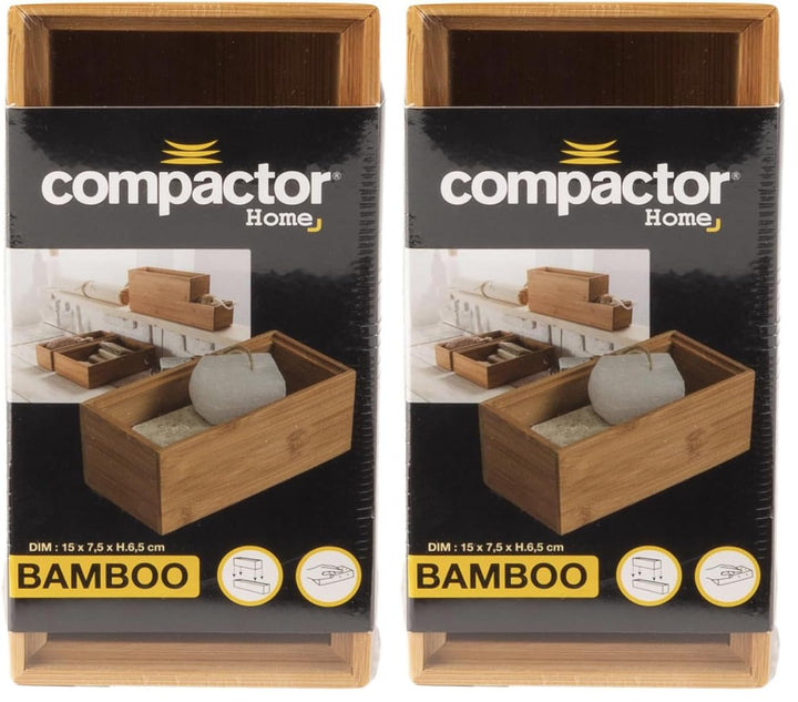 Compactor RAN6966 Osaka-Serie Bambus-Aufbewahrungsbox, 15 x 7,5 x Höhe 6,5 cm, Braun (Packung mit 2)