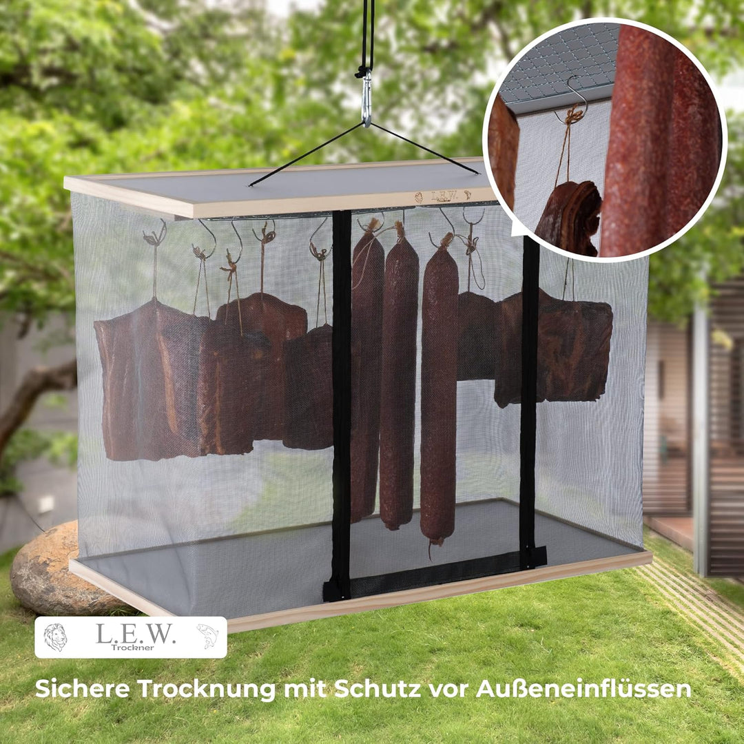 L.E.W. Reifeschrank – Reife- und Trockenschrank aus Naturholz für Fleisch, Wurst, Käse und Fisch | H