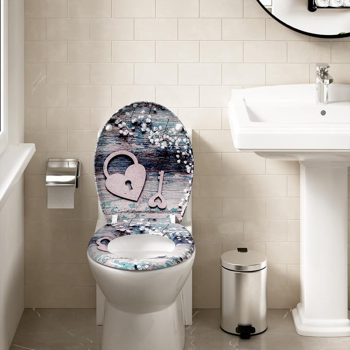 WOLTU WC Sitz mit Absenkautomatik,Toilettensitz Motiv,Toilettendeckel aus Duroplast,Stable Klodeckel
