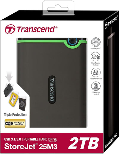 Transcend TS2TSJ25M3 StoreJet M3 externe Anti-Shock Festplatte 2TB (6,4cm (2,5 Zoll), 5400rpm, 8MB C