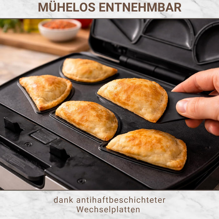 Syntrox Germany Mini Empanada Maker MM-1400W mit herausnehmbaren Backplatten