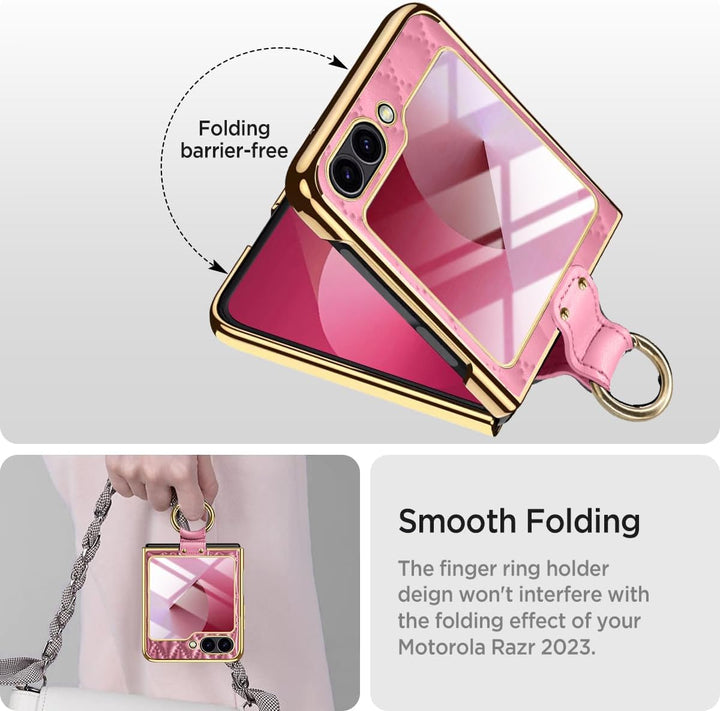 Miimall Lederhülle Kompatibel mit Samsung Galaxy Z Flip 6/Flip7 FE Hülle mit Kameraschutz+Ring Ständ