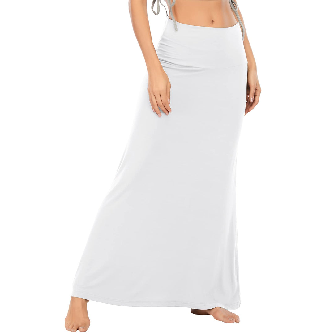 Durio Rock Maxirock Lang Damen Rock Weich Sommerrock Elegant Freizeitrock mit Hohem Bund Elastisch S