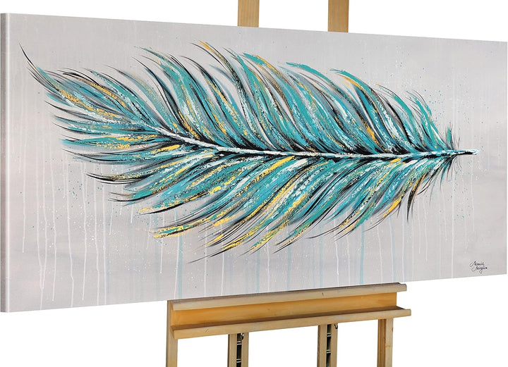 Monica Mirafiori I 100% HANDGEMALT I Gemälde Feather 100x50cm | Gemälde Handgemalt | Acrylgemälde |