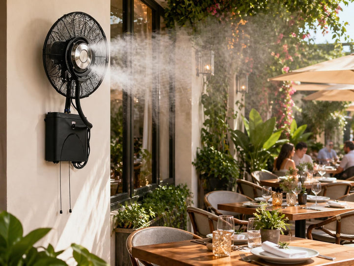 O'FRESH Sprühnebel Ventilator outdoor - Wandventilator - Wassernebel terrasse, garten, aussen - 180