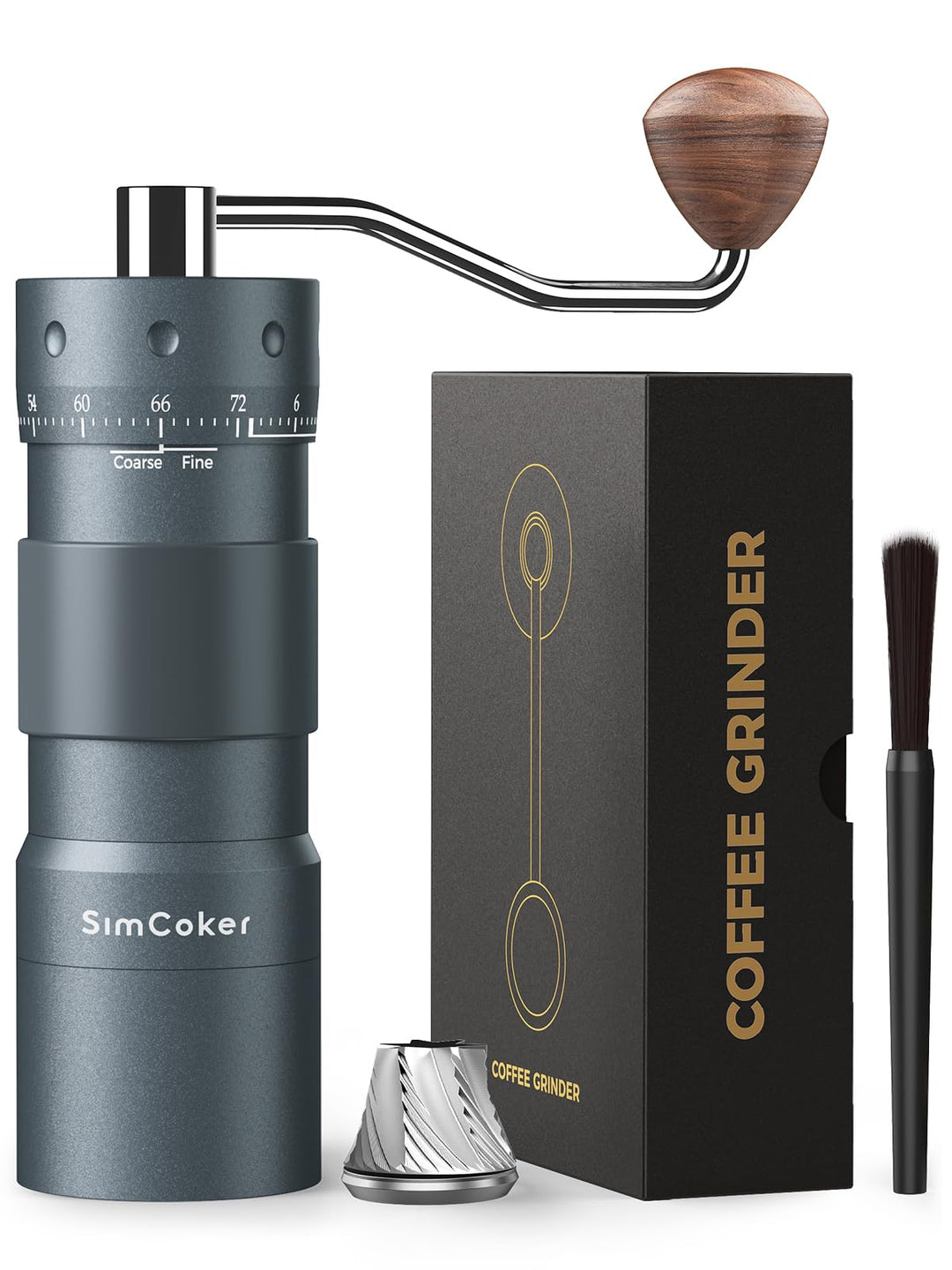 Manuelle Kaffeemühle, 25 g Fassungsvermögen, Espressomühle mit CNC-gefrästem Edelstahl-Kegelmahlwerk