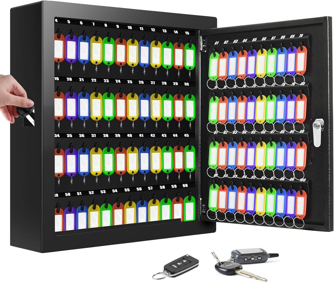 Schlüsselkasten für 100 Schlüssel, Diebstahlsicherer Schlüsselschrank mit Beschreibbarem Schlüsselan