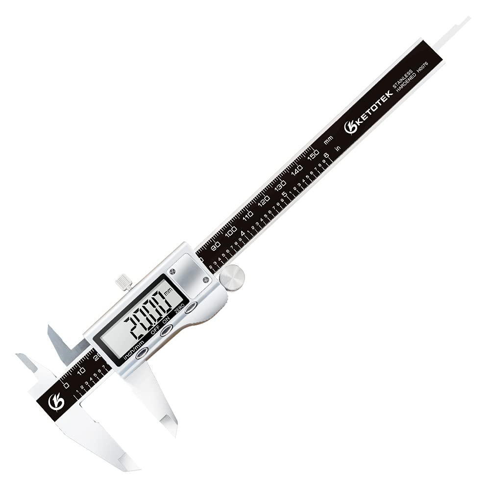 KETOTEK Messschieber Digital Schieblehre Edelstahl, 150mm / 6-Zoll Schublehre mit Ersatzbatterie, Ca