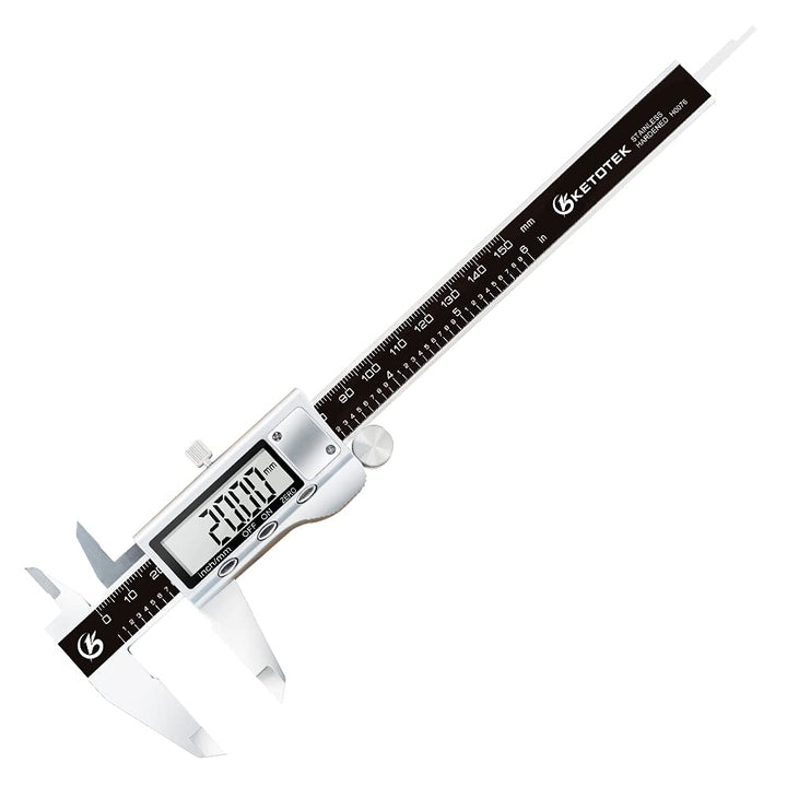 KETOTEK Messschieber Digital Schieblehre Edelstahl, 150mm / 6-Zoll Schublehre mit Ersatzbatterie, Ca