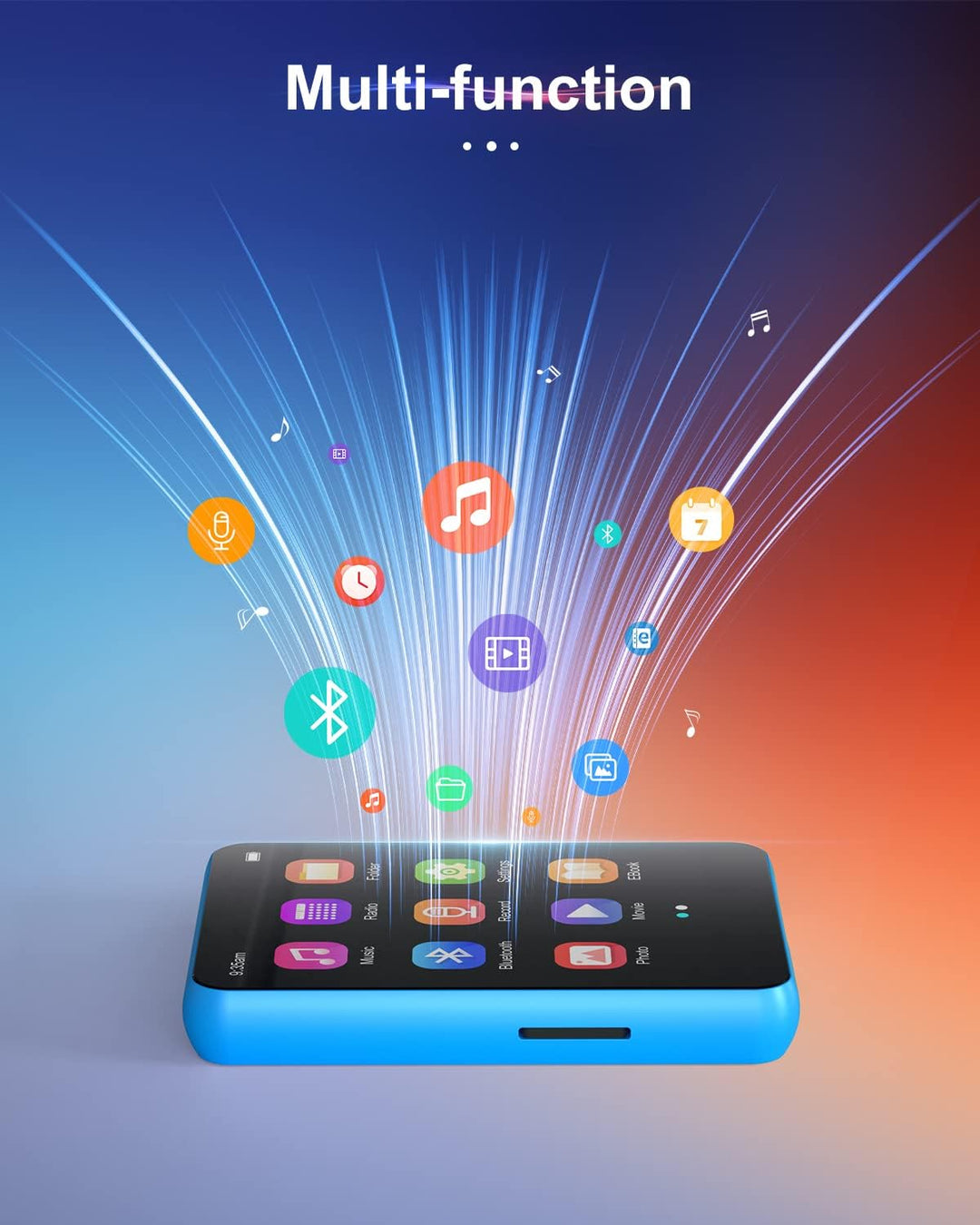 64GB MP3-Player mit Bluetooth 5.0, joliker Tragbarer HiFi-Sound Musik Player, 2,4 Zoll Farbbildschir