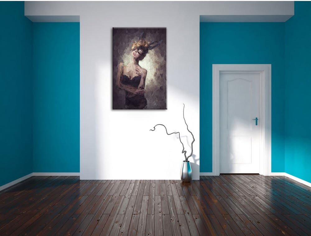 Pixxprint Maskierte attraktive Frau als Leinwandbild/Grösse: 100x70 cm/Wandbild/Kunstdruck/fertig be