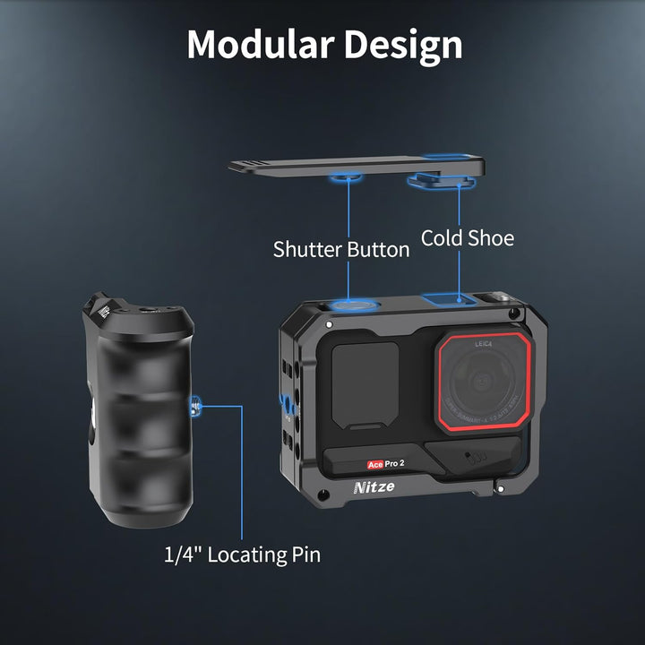 Nitze Xplorer Grip Kit für Insta360 Ace Pro 2/Ace Pro/Ace, Strassenfotografie Griff Kit mit Ace Pro