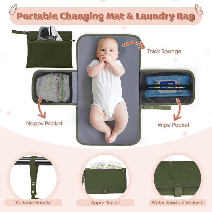RAINSMORE Baby Wickelrucksack Gross Wickeltasche Rucksack mit Kinderwagengurten und Wickelunterlage