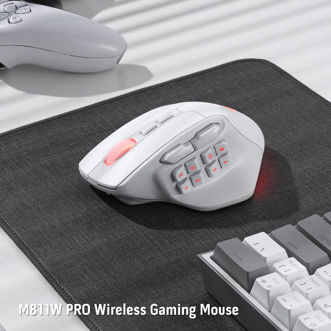 Redragon M811 PRO kabellose MMO-Gaming-Maus, 15 programmierbare Tasten, RGB-Gamer-Maus mit ergonomis