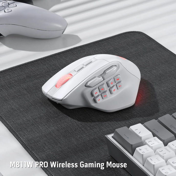 Redragon M811 PRO kabellose MMO-Gaming-Maus, 15 programmierbare Tasten, RGB-Gamer-Maus mit ergonomis