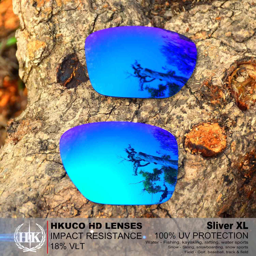 HKUCO Reinforce Ersatz-Brillengläser für Oakley Sliver XL Rot/Blau/Titan Sonnenbrille