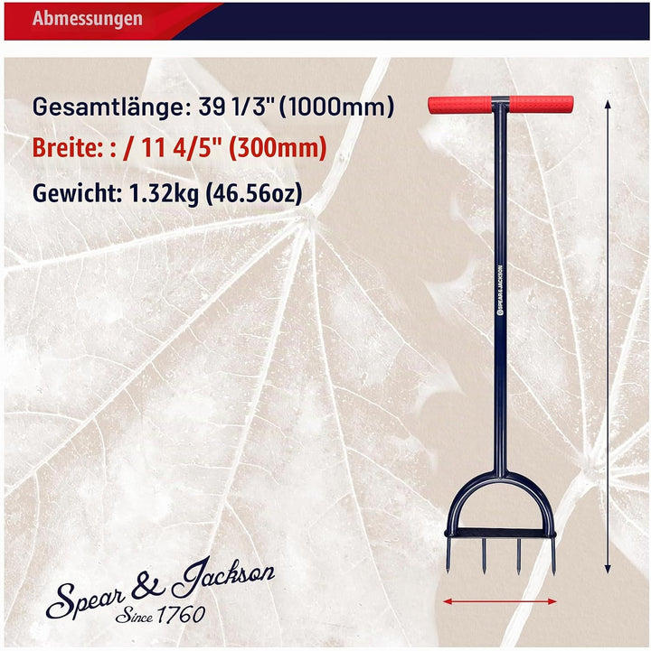Spear &amp; Jackson 4852LSA Rasenlüfter mit Spikes – Vollmetall-Ausführung mit Carbonstahl-Spitzen, brei