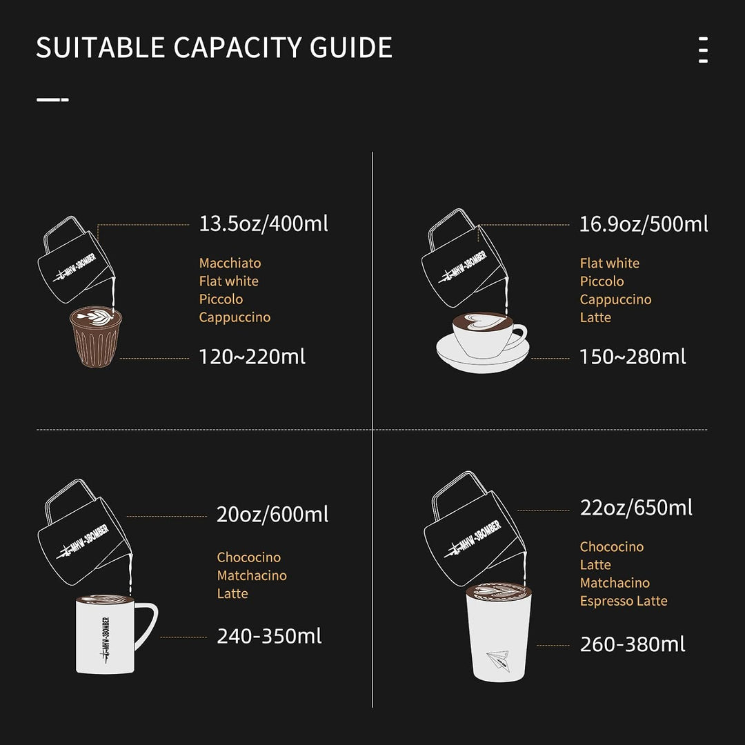 MHW-3BOMBER Espresso Milchkännchen Milk Pitcher 400ml Milchschaumtank Espresso Milchschaumtank Edels