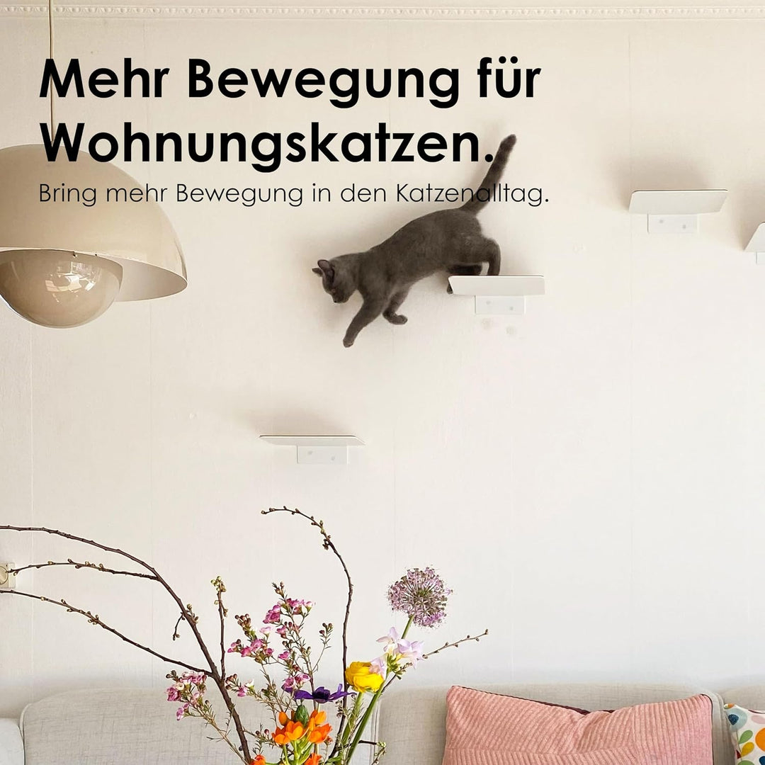 LucyBalu® Steps XL Katzentreppe Wand Innen & Aussen 3er Set | Katzen Kletterwand | Wandpark für Katz