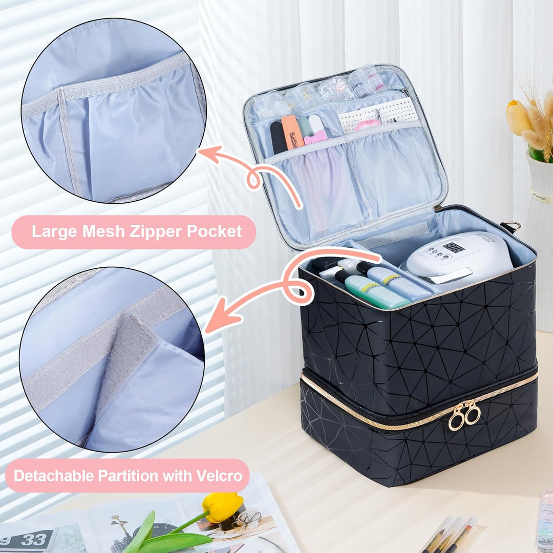 Uross Nagellack Organizer für 30 Nagellackflaschen und 1 LED-Nagellampe, Nagellack Aufbewahrung Tasc