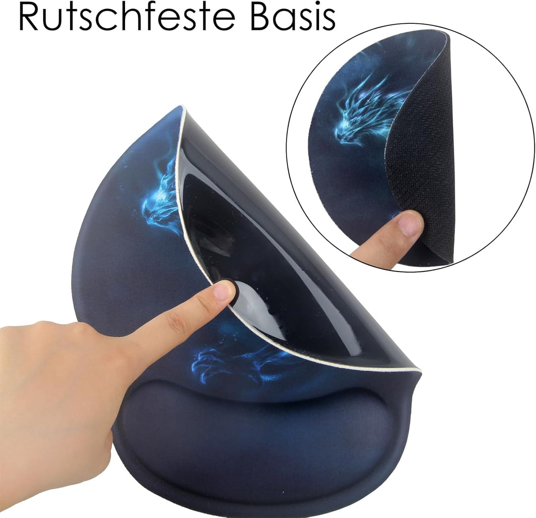 4-in-1 Mauspad Set, Mauspad mit Gelkissen+Handballenauflage Tastatur+Untersetzer+Grosses Mauspad Mou