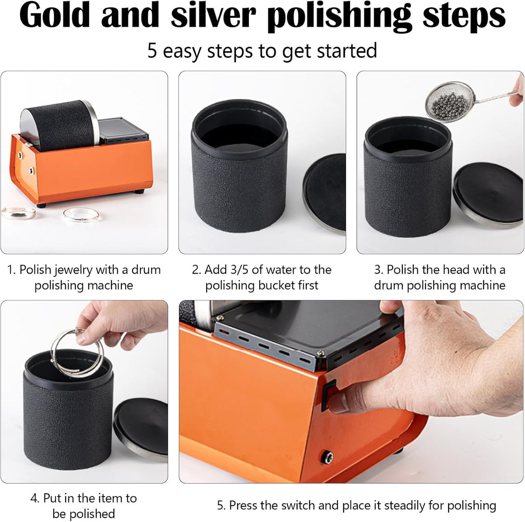 Poliermaschine Polierer, Poliertrommel Schmuck Multifunktional Metall Poliermaschine Einstellbar Rot