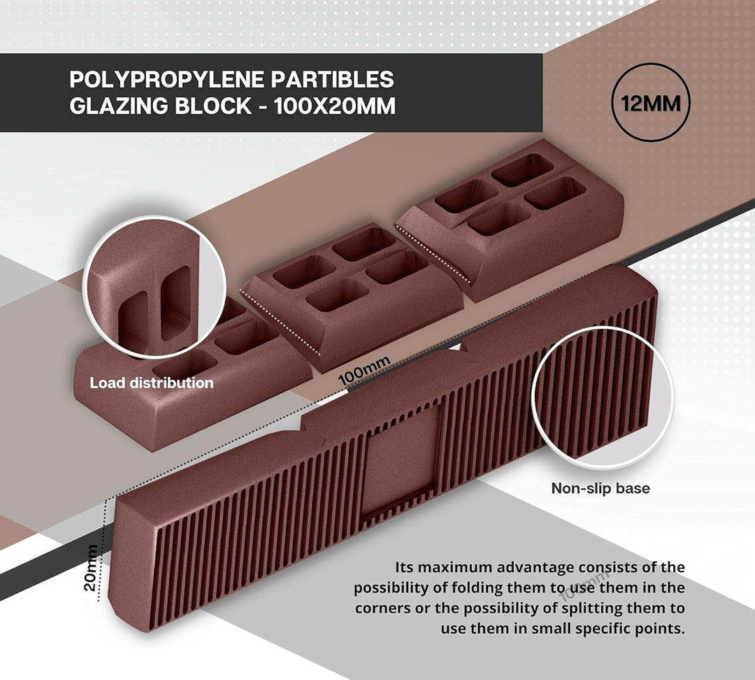 DOJA BARCELONA | 12mm Abstandshalter Kunststoff | Abstandhalter Braun | PACK 250 | Kunststoffkeile U