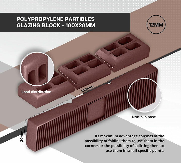 DOJA BARCELONA | 12mm Abstandshalter Kunststoff | Abstandhalter Braun | PACK 250 | Kunststoffkeile U