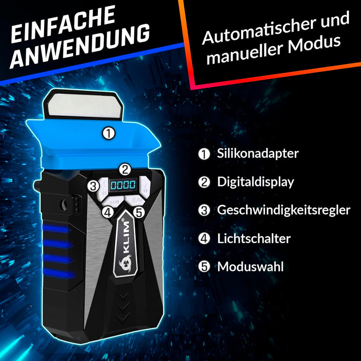 KLIM Cool Universaler Kühler für Spielekonsole Laptop PC – Hochleistungslüfter für Schnelle Kühlung